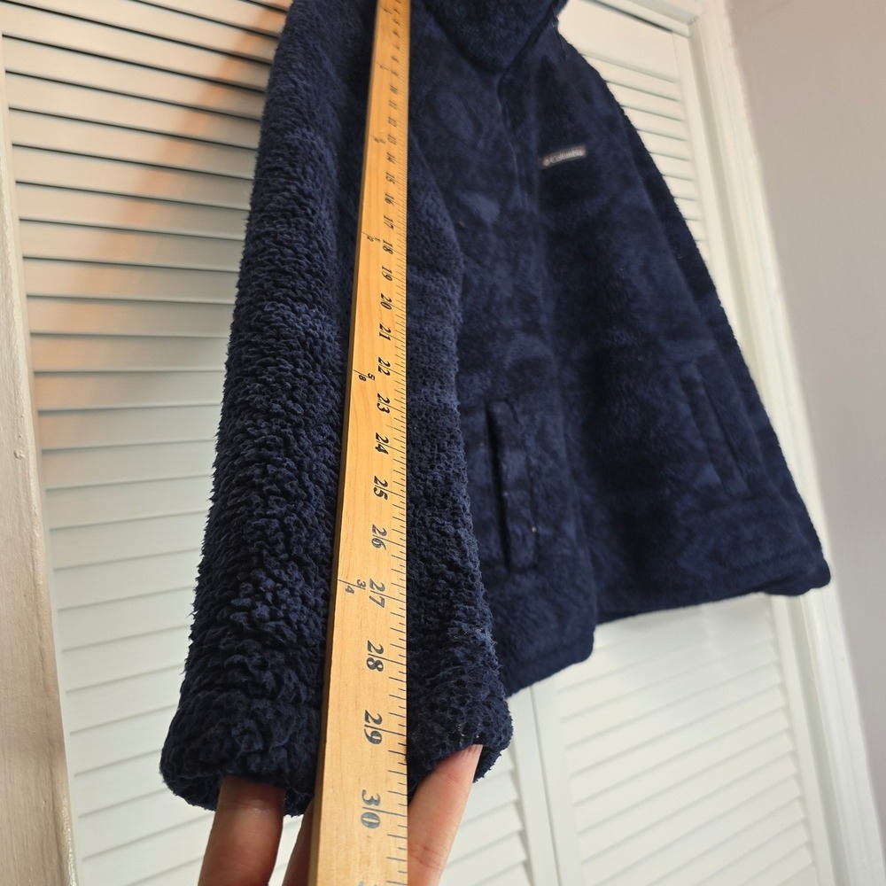 COLUMBIA Women's Big Timber Peak Sherpa Jacket Sz Large Navy Geo Fleece Outdoors - Picture 9 of 10